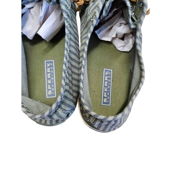 Olive Green Striped Sperry Topsiders size 9 - Picture 7 of 8